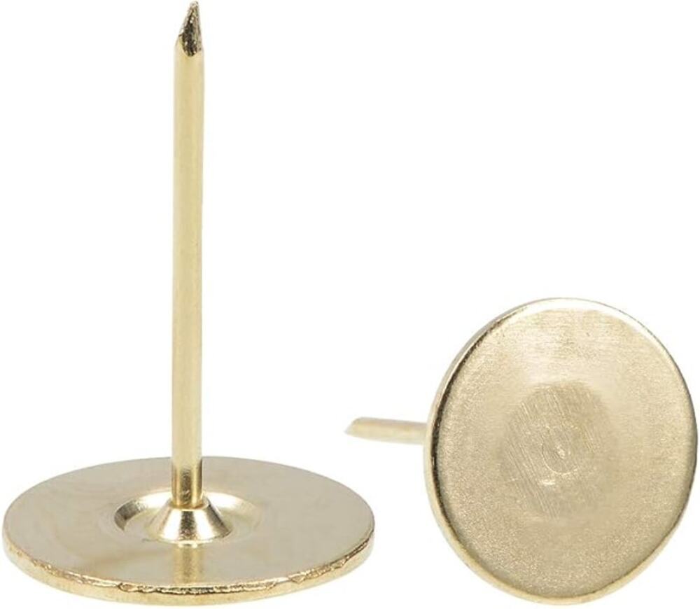 Gold Tone Flat Head Upholstery Nails - 60 Pcs